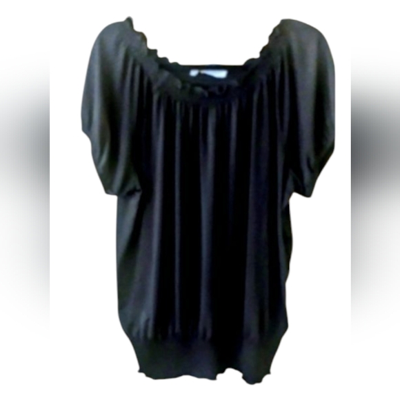 Workshop Republic Clothing Tops - Workshop Brand Women's Black Peasant, Boho Top Size XL